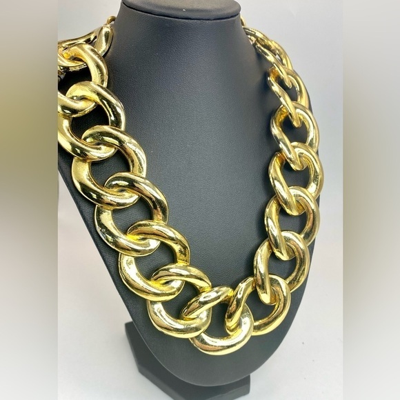 Vintage YSL Yves Saint Laurent Signed Runway Chunky Gold Plated Link Chain - Picture 2 of 11